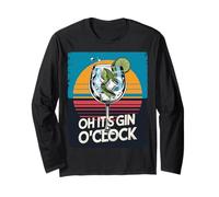 Retro Gin O’Clock Funny Drinking Quote Long Sleeve T-Shirt