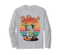 Retro Gin O’Clock Funny Drinking Quote Long Sleeve T-Shirt