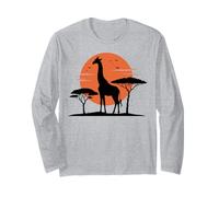 Retro Giraffe Silhouette African Sunset Giraffe Long Sleeve T-Shirt