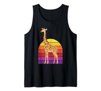 Retro Giraffe Vintage 80s Sunset Safari Zoo Animal Tank Top