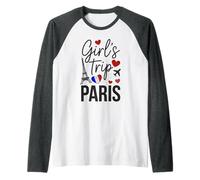 Retro Girls Trip Paris Vacay Fabulous Vacation Sisters Moms Raglan Baseball Tee