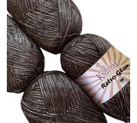 Retro-Glam Metallic Glamour Sheen Yarn, Jewel-Tone, Extra Soft & Shiny for Knitting and Crocheting, Chainette, Bulk Size 4 Skeins, 1172m/400g, #3 DK Weight/Light Worsted (Black Chrome)