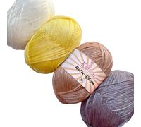 Retro-Glam Metallic Yarn Assorted Colours Variety Pack, Super Soft & Shiny for Knitting and Crocheting, Bulk Size 4 Skeins,1172m/400g, #3 DK Weight (Golden Sunshine)