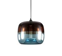 Retro Glass Pendant Light Postmodern Double Color Glass Lampshade Ceiling Lighting E27 Single-Head Hanging Lights for Bedroom Kitchen Island Restaurant Dining Hall Bar Cafe (Blue) (Glass)
