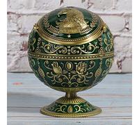 Retro Globe Ashtray, Zinc Alloy Vintage Smoking Accessories with Removable Lid and Cigarette Holder, for Home Hotel Club Decorative Ornament