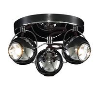 Retro Gloss Black Chrome 3 Way Adjustable Eyeball Ceiling Spotlight Lamp GU10 S45143