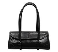 Retro Glossy PU Loaf Underarm Bag Women Magnetic Snap Shoulder Tote | Large Capacity Adjustable Strap Zipper Lightweight Inner Pocket Commuter Date Bag
