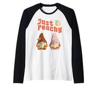 Retro Gnomes Just Peachy Summer Fruit Georgia Peaches Raglan Baseball Tee