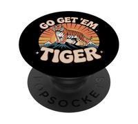 Retro Go Get'Em Tiger Motivational Cat PopSockets Adhesive PopGrip