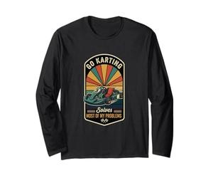 Retro Go Kart Solves Most of My Problems Funny Go Kart Racer Long Sleeve T-Shirt