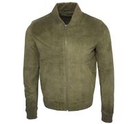 Retro Goat Suede Varsity Leather Bomber Jacket-Athens Infinity Leather Green M