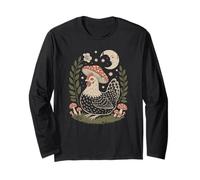 Retro Goblincore Chicken Enjoying The Magical Night Sky Long Sleeve T-Shirt