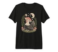 Retro Goblincore Chicken Enjoying The Magical Night Sky Premium T-Shirt