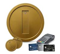 Retro Gold Coin Card Holder, 3D Printed Tap to Pay Coin for Contactless NFC Payment, Secure Hidden Slot Credit Card Protector Sleeve, Nostalgic Gamer Gift for Daily Commute & Shopping, Vintage Gold