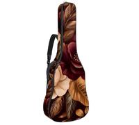 Retro Gold Flower Rose and Leaves Acoustic Guitar Bag Thick Padded, Waterproof Guitar Gig Bag for 40 41 42 Inch Guitars
