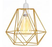 Retro Gold Metal Basket Ceiling Light Shade 20cm Industrial Pendant Lampshade Easy Fit Wire Cage Light Fitting for Kitchen Dining Room Bedroom Hallway Loft Décor