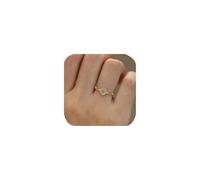 Retro Gold Moonstone Diamond Adjustable Stacking Halo Rings for Women Unique Infinity Twist Cubic Zirconia Gem Jade CZ Wedding Cocktail Party Open Ring