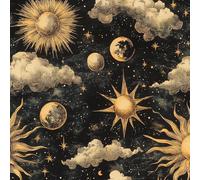 Retro Gold Planet Wallpaper Self-Adhesive 0.52×3 m Universe Space Pattern Matte Contact Paper Removable Thicken Waterproof Canvas Peel and Stick Wall Paper for Home Decoration Furniture Renovation