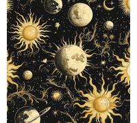 Retro Gold Planet Wallpaper Self-Adhesive 0.52×3 m Universe Space Pattern Matte Contact Paper Removable Thicken Waterproof Canvas Peel and Stick Wall Paper for Home Decoration Furniture Renovation