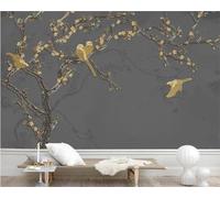 Retro Golden Trees Flowers Flying Birds 3D Wallpaper Luxury Home Dining Decor Paste Sofa Living Room The Wall for Bedroom Mural-200cm×140cm