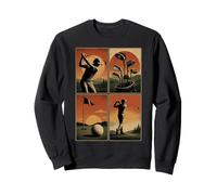 Retro Golf Sunset Landscape Collage Golfing Sports Sweatshirt