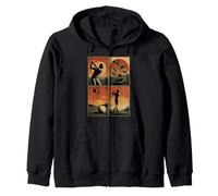 Retro Golf Sunset Landscape Collage Golfing Sports Zip Hoodie