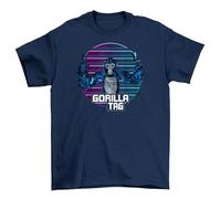 Retro Gorilla Tag T-Shirt - Ape-solutely Hilarious! Funny Unisex Tee, Perfect for Tagging Along with Style. Go Bananas! Navy