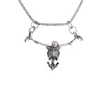 Retro Goth Captive Skull Pendant Necklace for Men Personalized Cycling Punk Jewelry Accessories