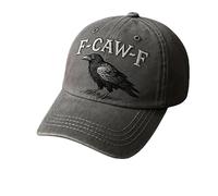 Retro Gothic Blackbird Hat Men's and Women's Adjustable Embroidered Hat European and American Men's Soft Top Dad Hat Outdoor Mountaineering Sunshade Baseball Hat (Gray)