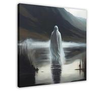 Retro Gothic Ghost in The Lake 2 Canvas Poster Wall Art Decor Print Picture Paintings for Living Room Bedroom Decoration 28x28inch(70x70cm)