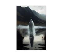 Retro Gothic Ghost in The Lake Canvas Poster Bedroom Decor Landscape Office Room Decor Gift 20x30inch(50x75cm)