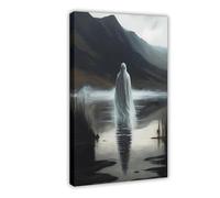 Retro Gothic Ghost in The Lake Canvas Poster Wall Art Decor Print Picture Paintings for Living Room Bedroom Decoration 12x18inch(30x45cm)