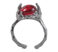 Retro Gothic Ring with Crystal and Black Thorn Adjustable Zircon Stone Open Ring Unique Jewelry Personalized Edged Fashion