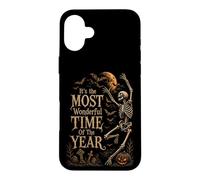 Retro Gothic Skeleton Dancing Halloween Moon Art Case for iPhone 16 Plus