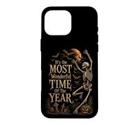 Retro Gothic Skeleton Dancing Halloween Moon Art Case for iPhone 16 Pro Max