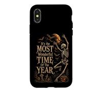 Retro Gothic Skeleton Dancing Halloween Moon Art Case for iPhone X/XS