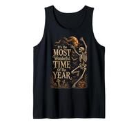 Retro Gothic Skeleton Dancing Halloween Moon Art Tank Top