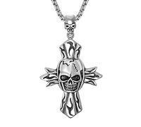 Retro Gothic Skull Pendant Necklace Men Women Devil Wings Skeleton Head Chain Necklace Biker Punk Hip Hop Jewelry Present