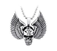 Retro Gothic Skull Pendant Necklace Men Women Devil Wings Skeleton Head Chain Necklace Biker Punk Hip Hop Jewelry Present