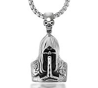 Retro Gothic Skull Pendant Necklace Men Women Devil Wings Skeleton Head Chain Necklace Biker Punk Hip Hop Jewelry Present