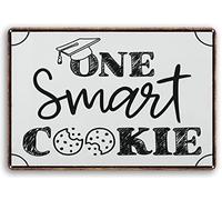Retro Graduation Decorations 2025 One Smart Cookie Sign Cookie Metal Tin Sign Wall Decor Funny Vintage Tin Sign Wall Plaque Poster for Cafe Bar Restaurant 6x8 Inch