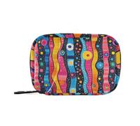 Retro Graffiti Art Colorful Stripe Rounds Bags with Detachable Compartments Portable aid bagpill Cases Organizers