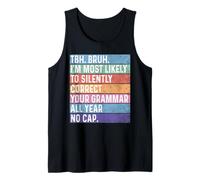 Retro Grammar Correction Teacher Meme No Cap Back To School Tank Top