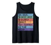 Retro Grammar Correction Teacher Meme No Cap Back To School Tank Top