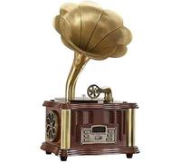 Retro Gramophone Style Bluetooth Speaker with Large Brass Horn