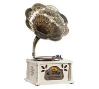 Retro Gramophone Vinyl Record Player with Bluetooth, USB, FM Radio, Three-Speed Turntable and Stereo Speakers for Home Living Room Decor