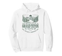 Retro Grand Teton Wyoming Mountain Wildlife Nature Art Pullover Hoodie