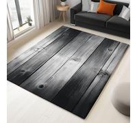 Retro Gray Wood Grain Area Rug 60x120 cm Washable Living Room Carpet NonSlip Short Pile Bedroom Rug Home Decor Accent Mat