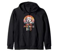 Retro Great Pyrenees Dad Pyrenean Mountain Dog Pyr Zip Hoodie