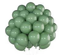 Retro Green Balloons 10 Inch, Pack of 50 Sage Green Latex Balloons for Balloon Garland, Wedding, Baby Shower, Christmas, Jungle Theme Party Decorations